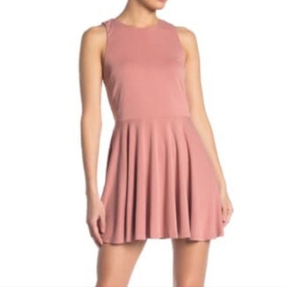 Lovers + FRIENDS Sweet Things Fit & Flare Dress, Backless Tie Neck Pink - Picture 7 of 9